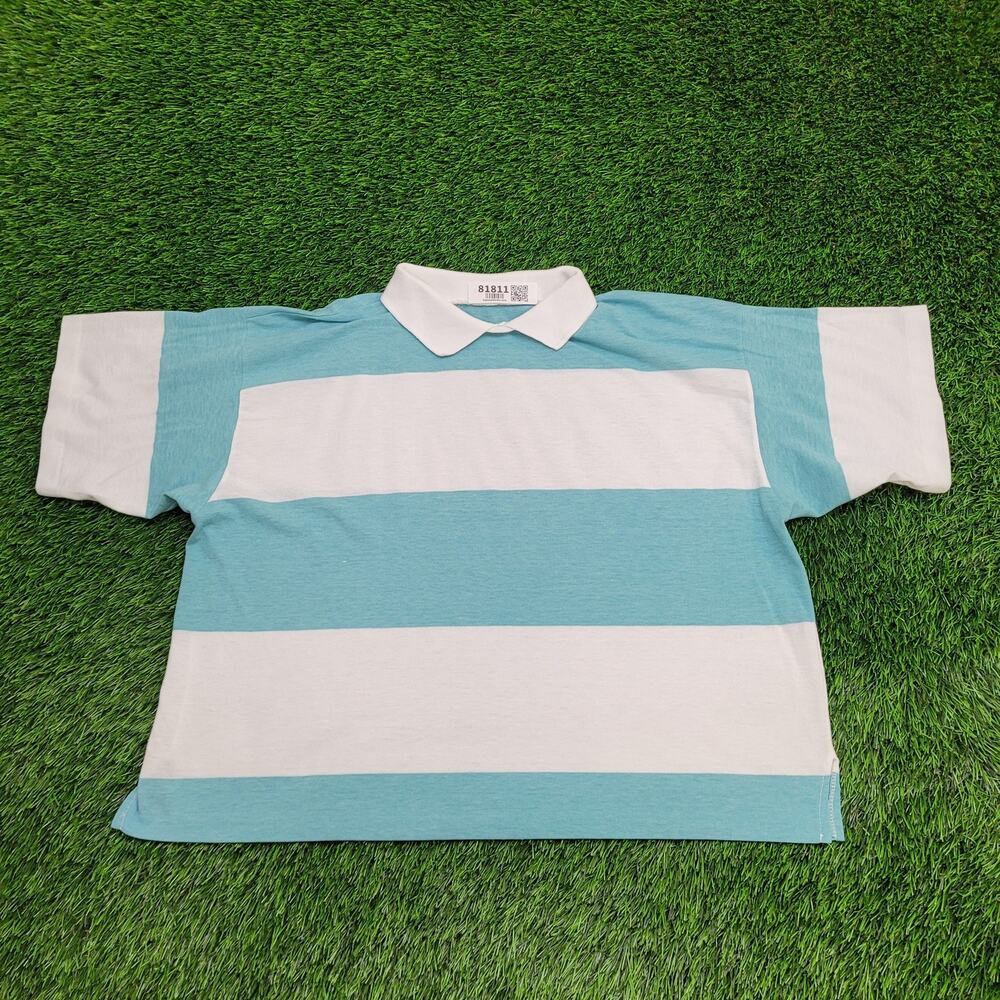 Vintage 80s MOD Stripes Polo Shirt Womens 2XL 24x22 Cropped